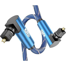 EMK Optical Cable, 360 Degree Rotating Optical Cable Angled Connector, Digital Optical Cable Angled 90 Degree Toslink Cable Compatible with Soundbar, TV, PS4, Xbox, Home Cinema (Dual 90 Degree Blue, 2m)