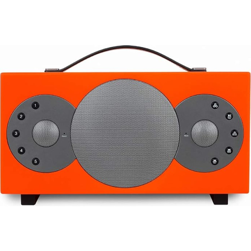 TIBO Sphere 2 Portable WiFi and Bluetooth Speaker Multiroom Battery Operated Hi-Fi Speaker with Internet Radio for Home or Outdoor Use Eight Hours Playback Time Orange