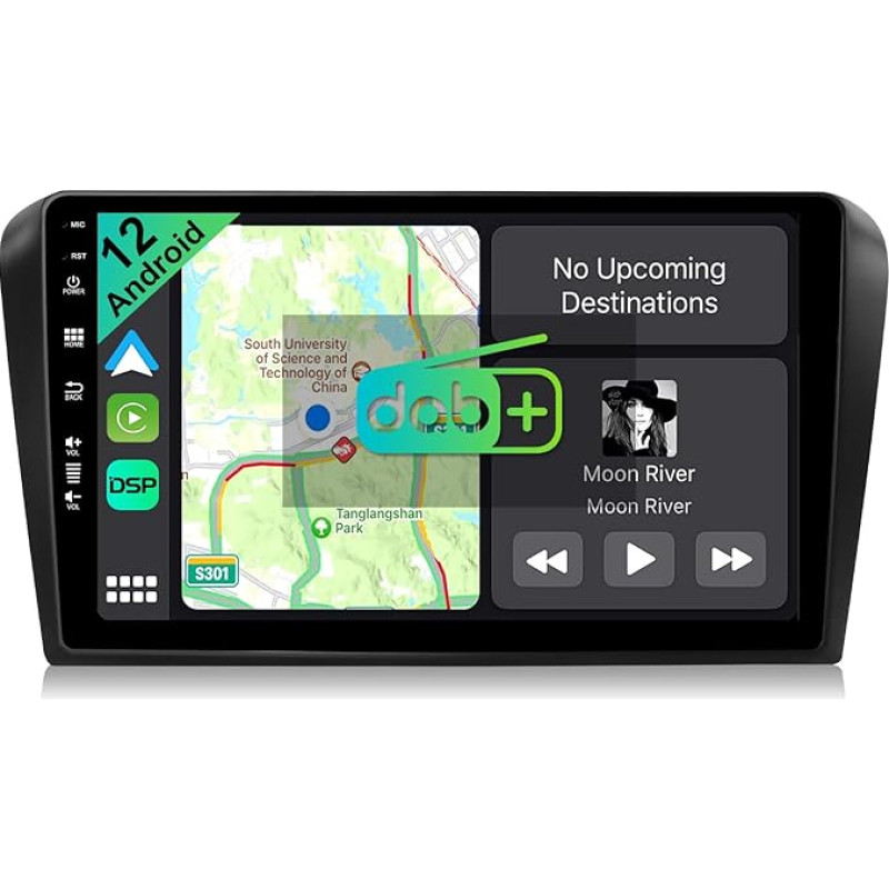 YUNTX [DAB-4G+64G] Android 13 Car Radio for Mazda 3 (2004-2012)-[Integrated DAB+/CarPlay/Android Car/DSP/GPS]-9 Inch IPS 2.5D Touch Screen Free MIC + Camera USB/MirrorLink/Bluetooth 5.0