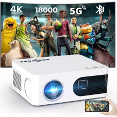 Zenwire - Projector, Video Projector - 4K Full HD WiFi 2.4/5GHz Android TV Bluetooth 18000 lm Autofocus Side Projection - for Phones, PC, PS5, Xbox, HDMI - E601H