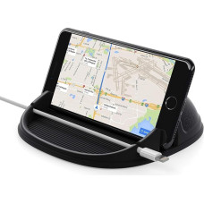 Lanhiem Mobile Phone Holder Car, Silicone Non-Slip Mat Smartphone Holder Universal Car for iPhone/Samsung Galaxy/Huawei/OnePlus/Xiao Mi and 3-7 Inch Other Phone or GPS Devices, Black