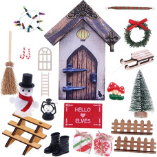 nabeta deco Christmas Dollhouse Gnome Accessories Mini Garden Complete Set Christmas Wreath Christmas Tree Red Carpet (Style 4)