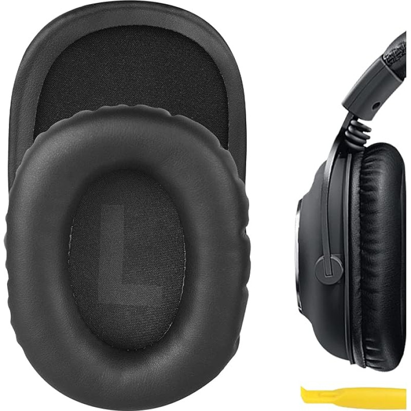 Geekria QuickFit Replacement Protein Leather Ear Pads for Logitech G Pro, G Pro X, G433, G233 Headphones Headset Ear Pads Repair Parts (Black)