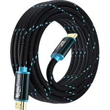 MutecPower Ultra High Speed 5 Metre HDMI 2.1V Cable Certified 48Gbps, 8K @ 60Hz & 18Gbps, 4K @ 120Hz with HDR, VRR & eARC - 26 AWG UL Listed 5 m Male to Male Cable Blue/Black Braided