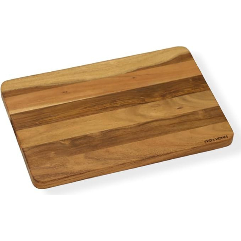 Ypač didelė pjaustymo lenta / pjaustymo lenta / serviravimo lenta / blokas virtuvei, daržovėms, vaisiams, sūriui ir rūkytai mėsai, aukščiausios kokybės akacijos mediena, 45 x 30 x 2,5 cm, rankų darbo, pagaminta Indijoje