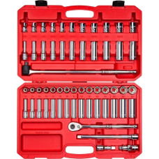 TEKTON 1/5,1 cm ilgio šešiabriaunių lizdų ir reketų rinkinys, 57 dalys (3/20,3-2,5 cm, 10-24 mm) | SKT25301