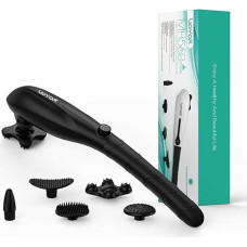 Viso kūno perkusinis masažuoklis, rankinis elektrinis nugaros masažuoklis, giluminis masažuoklis, 5 masažo galvutės, nuolat kintantis greitis, MH560, juodas