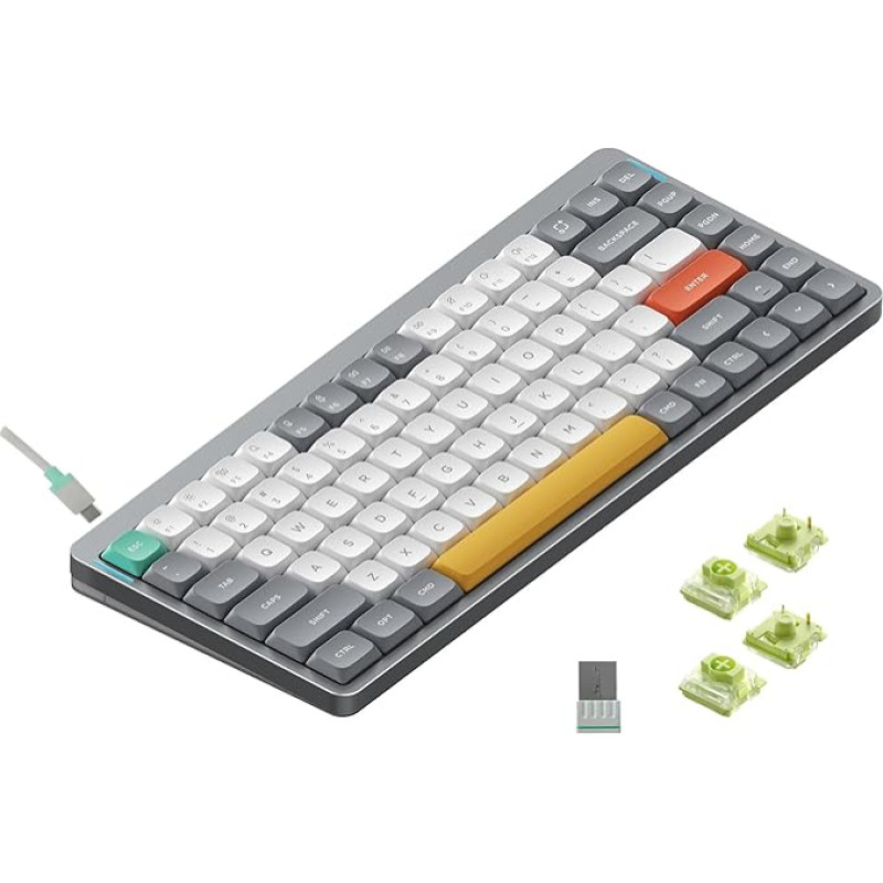 nuphy Air75 V2 Wireless Mechanical Keyboard, 84 Keys RGB Hot-Swap Keyboard, Supports Bluetooth 5.1, 2.4G and Wired Connection C for PC/Laptop/Windows/Mac-Grey Gateron Aloe Switch
