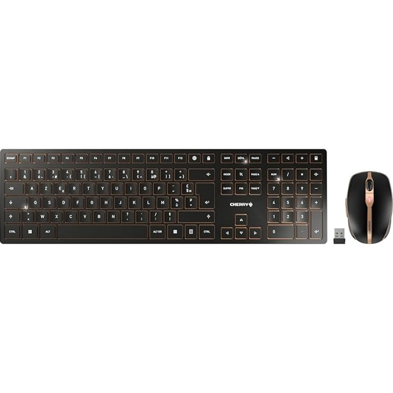 CHERRY DW 9100 SLIM belaidės klaviatūros ir pelės rinkinys, prancūziškas išdėstymas (AZERTY), 