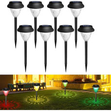 8 Stück Solarlampen für Außen Garten, Verbessertes Solarpanel, Solarleuchten Mit Warmweiß Und Rgb, Ip65 Wassserdicht Solar Garten Deko Für Für Gehweg, Terrasse, Hof, Rasen, Auffahrt
