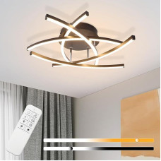 Ceiling Light LED Ceiling Light Living Room - 32 W Dimmable Kitchen Lamp Black with Remote Control Modern Design Living Room Lamp Metal Bedroom Lamp Hallway Ceiling Lights for Children's Room