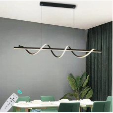 LED Hanging Lamp, Linear Pendant Lights, 100 cm, 48 W, Hanging Light, Dining Table, Dimmable Pendant Light, Black with Remote Control, Dining Table Lamp, Hanging, 200 cm, Height Adjustable,