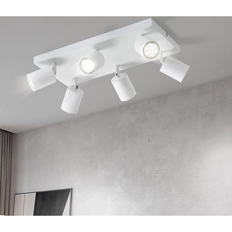 Lichtmaler LED Ceiling Spotlight 6 Bulbs Lid Lamp - Ceiling Light White GU10 Ceiling Spotlights Square Swivelling 350° Spotlight Modern Spotlights for Hallway Living Room Bedroom Bulb Not Included