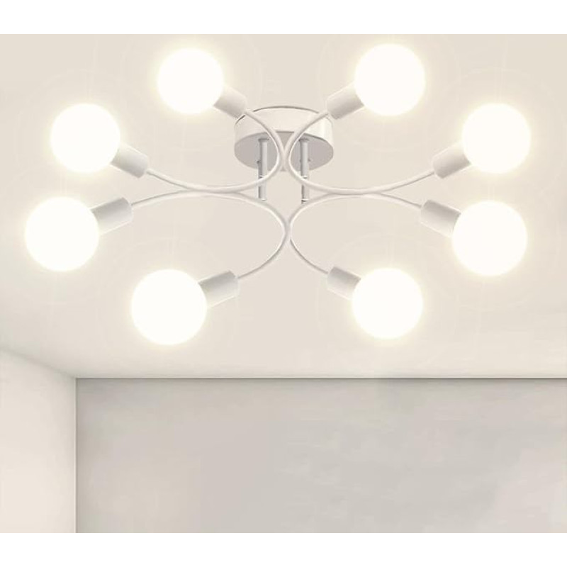 Ceiling Light Vintage 8 Bulbs Sputnik Industrial Ceiling Light Retro Chandelier, Compatible with E27 LED, CFL and Edison Lamp, Ceiling Lamp Chandelier for Living Room, Dining Room, Kitchen