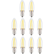 GOTOTOP LED Edisono lemputė, E12, 10 vnt., LED žvakių lemputė, antikvarinė lempa, 1,5 W kaitrinė lemputė, senovinė lemputė su stikliniu siūlu, keičia E14, 230 V, 5,8 x 1,7 cm