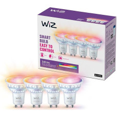 WiZ Tunable White and Colour LED Spotlights GU10 Pack of 4 (345 lm), 50 W Glass Spotlights with 16 Million Colours or Warm to Cool White Dimmable Light, Smart Light Control via WLAN by Voice/App