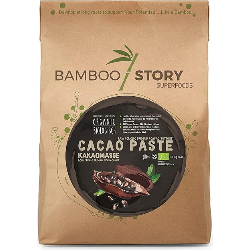 Raw BAMBOO STORY Cocoa Mass Cocoa Chips Criollo Peruanishes Organic 1.8 kg