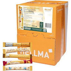 Hellma Cane Sugar Sticks 500 Pieces 4 g Each Brown Sugar - 2 kg Storage Box - Individual Sugar Bags for Coffee, Tea