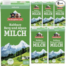 Berchtesgadener Milk Land Durable Mountain and Alps Milk 3.5% 1000 ml x 6 Pieces