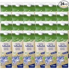 Jedden Tag Frische Vollmilch milch 3,8% Fett pasteurisiert, homogenisiert,länger haltbar 1000 Mililiter, 24 Er [ Frische Milch ]