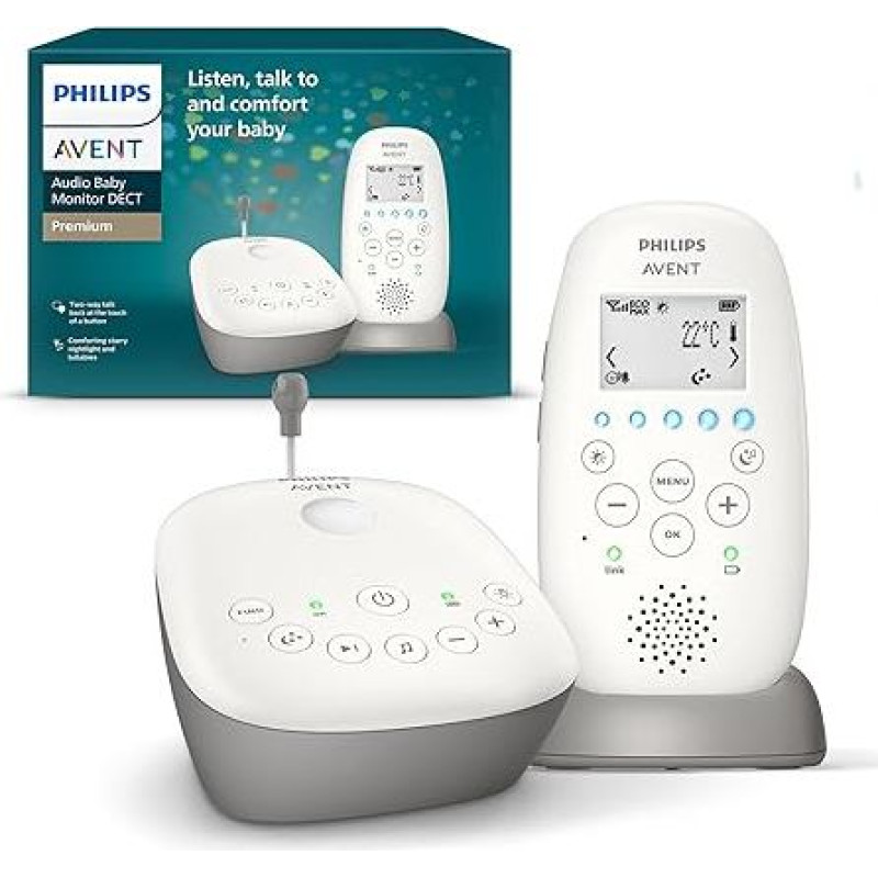 Philips Avent audio baby monitor SCD733 / 26, DECT technology, eco mode, starry sky, 18 hours run time
