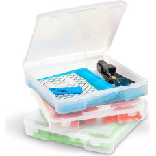 Iris Ohyama, Portable Plastic Storage Case, DIY Box, Stackable, Transparent, 10 L, Set of 3, Visible Content, For Scrapbooking, Art, Hobby, Craft, Organiser, BPA Free, SBC-350