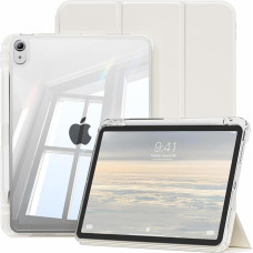 JKSML Case for iPad (A16) 11 Inch (2025) & iPad 10th Generation (2022) 2-in-1 Removable Cover with Pen Holder, Hard PC Transparent Back, Supports Touch ID & Auto Sleep/Wake (White Cream)