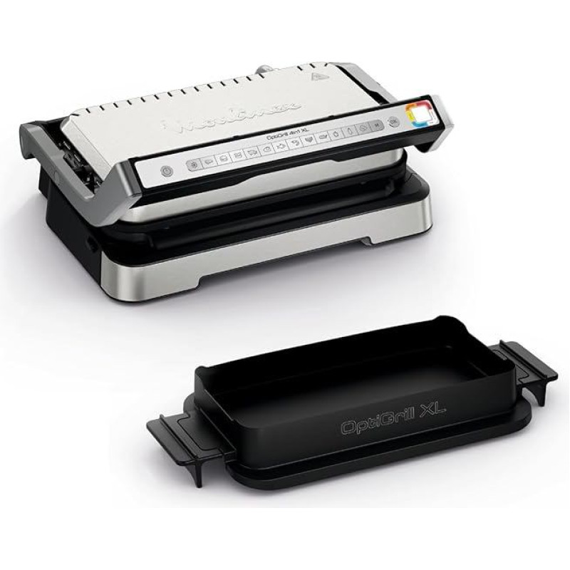 Moulinex Optigrill 4-in-1 XL, Electric Grill, Grill and Oven in One Device, Full Meal, Capacity 6-8 People, Cooking Display, 12 Automatic Programmes, Non-Stick Plates, GI784D