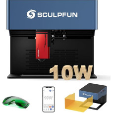 SCULPFUN iCube Pro Max 10 W lazerinis graviravimo aparatas 10 W nešiojamas, graviravimo tikslumas 0,05 mm, graviravimo lazerinis graviravimo aparatas su dūmų filtru, skirtas popieriui, medienai, plastikui