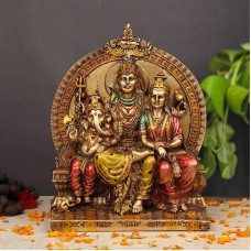 Zig Zag Lord Shiva & Family Shiv Parivar Religious Statue Idol for Pooja Room Mandir Temple Gift Size 8