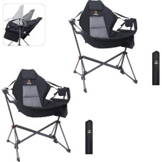 Nice C Camping Chair, Hammock Camping Chair, Rocking Chair, Folding Swing Chair with High Backrest, Stand Drink Holder, Side Pocket, Heavy Duty (Set of 2)
