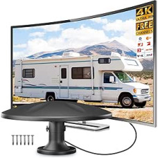 DVBT2 antena, patalpų antenos DVB-T ir DVB-T2 antenos su stiprintuvu, didelio nuotolio ir 360° priėmimo diapazono, patalpų antena televizoriams su stipriu magnetiniu pagrindu, tinka 4K 1080p ir visiems televizoriams