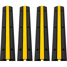 VEVOR 1 kanalo kabelių apsaugos kilimėlis, kabelių apsauga, 4 dalių komercinis termoplastinės gumos kabelių tiltas su moduliniu dizainu, skirtas automobilių stovėjimo aikštelėms, sandėliams, 100 x 15 x 2,5 cm, juodas