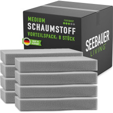SEEBAUER gyvenamųjų putų rinkinys Medium RG 35/40 (vidutinio kietumo) 40 x 40 x 5 cm (8 vnt.) Putų plokštė, skirta apmušalams ir sėdynių pagalvėlėms, apmušalų putos, skirtos sėdynių pagalvėlėms