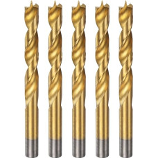 sourcing map Brad Point Bohrer HSS4241 mit geradem Rundschaft, metrinis spiralinis suktuvas Tischler, Holzbearbeitung, Kunststoff, Gummi, goldfarben, 5 Stück