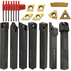 Weytoll 21 Pieces Lathe Drill Bar Lathe Tool Holder Kit with Keys 12 x 12 mm Shaft Lathe Set