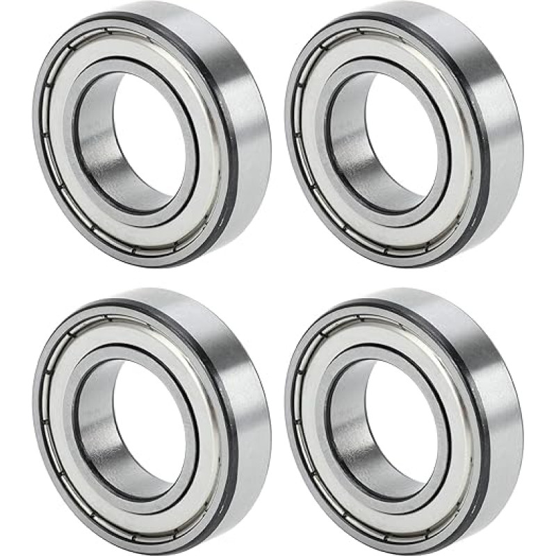 TUZUK 6206-ZZ 6206-ZZ rutuliniai guoliai su sandarikliais, 30 x 62 x 16 mm, iš anksto sutepti, chromuotas plienas / guma, dvigubas sandariklis, 6206ZZ gilių griovelių rutuliniai guoliai, 4 vnt.