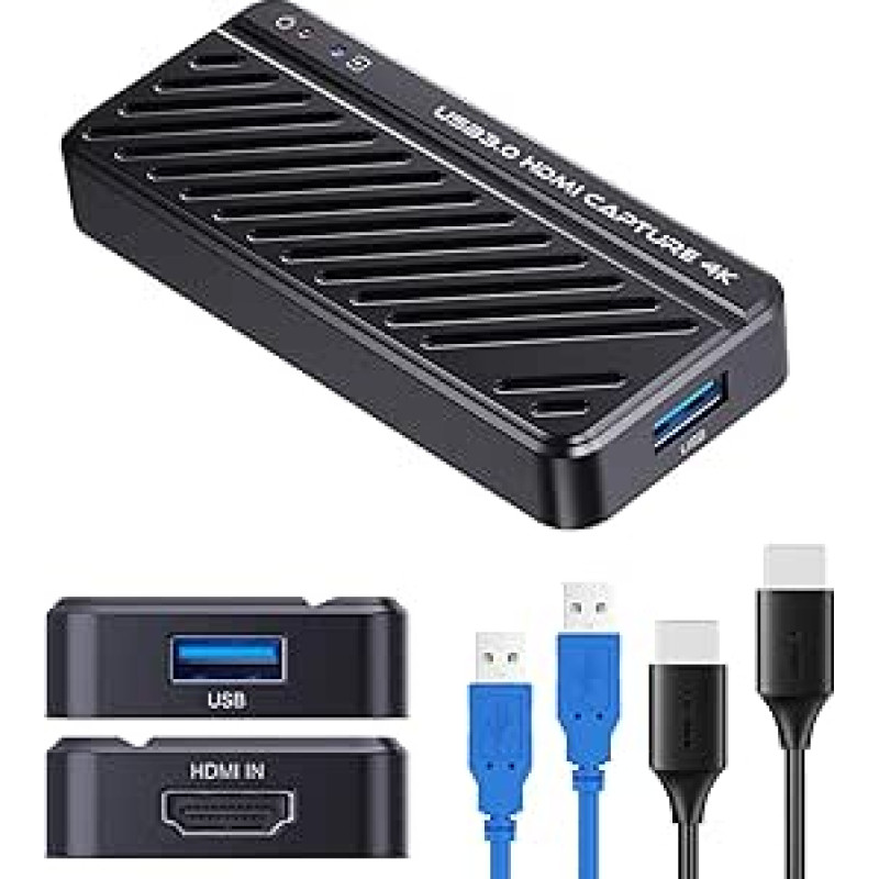 VIXLW 4K HD 60S USB 3.0 Capture Card, Audio Video Digitizer, HDMI 4K Video Recording Card with NV12 Format, Low Latency for Live Gamers and Grabbers of PS5/PS4/Xbox One