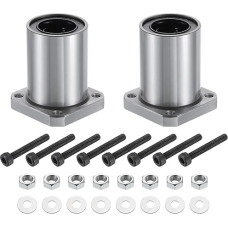 QUARKZMAN LMK25 UU Linear Kugellager 26mm Bohrung 40mm OD 59mm Länge Runde Flansch Nickelbeschichtet mit Schrauben für CNC Maschine 3D Drucker 2 Stück