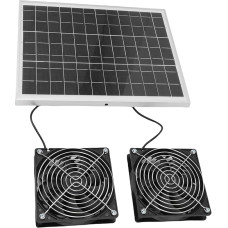 Solar Panel Fan Kits, 75 W IPX7 Sealing Double Fans for Solar Ventilation, Solar Drive Extractor Fans for Greenhouse, Small Chicken Coop, Shed, Dog House
