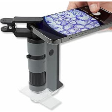 Carson MicroFlip 100-250x LED Illuminated Pocket Microscope with Smartphone Digiscoping Adapter Clip