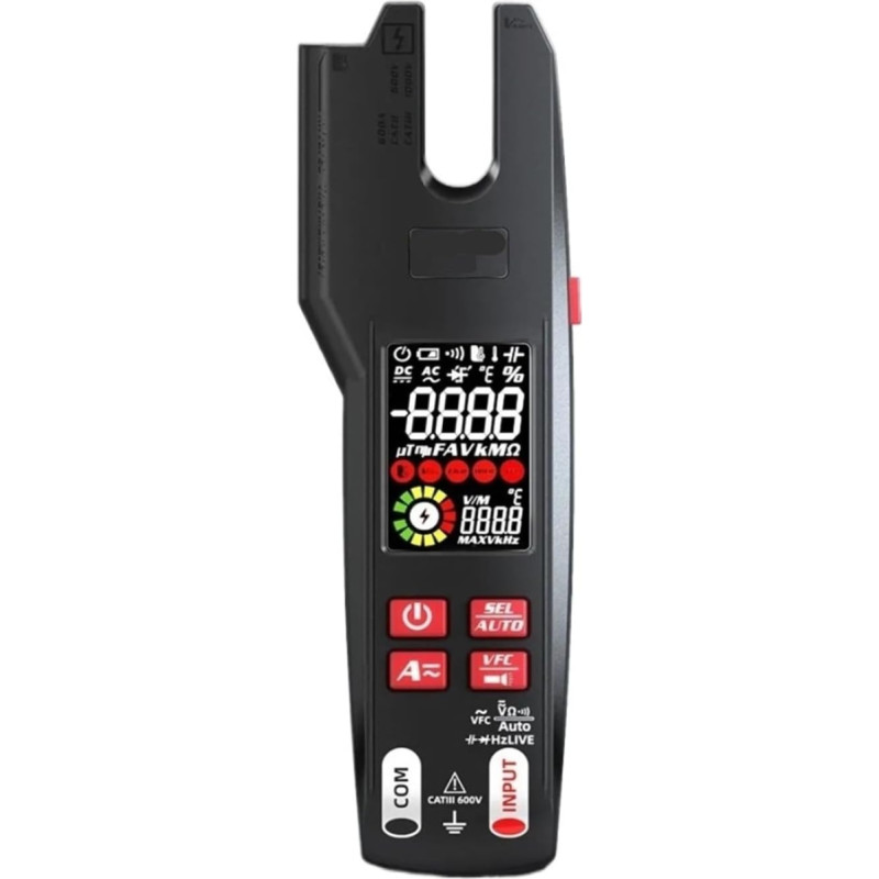 AIRUIXI Stromzange Digitales Gabel-Strommesszangenmessgerät, 600 A, Strom, offene Backe, Amperemeter, Multimeter, DC/AC-Strom, Hz, elektrischer Tester, wiederaufladbar(Set-2)