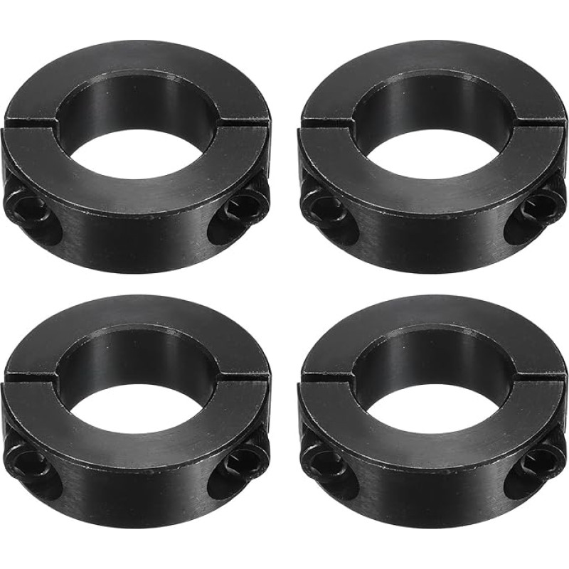 sourcing map Dvigubas Split Shank apykaklės 28mm Bore One Piece Tension Collar 48mm OD 15mm Thickness Black Oxide Lock Collar Clamp with Adjusting Screws (1028 Steel) Pack of 4