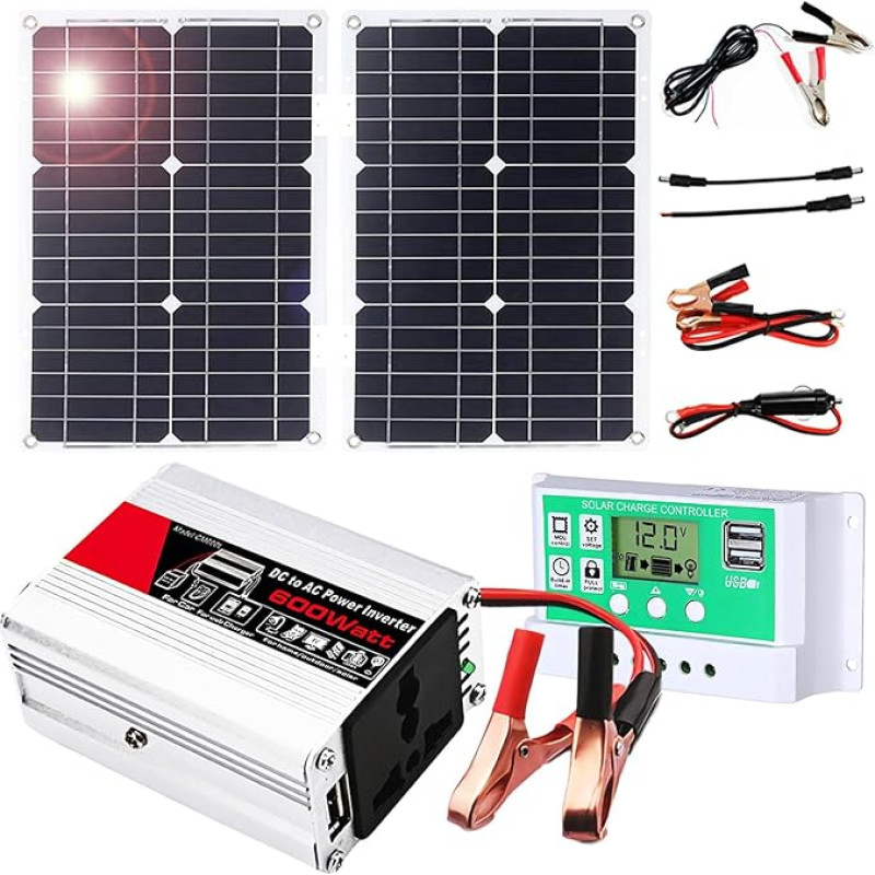 600-W-Off-Grid-Solarwechselrichter-Kit mit 50-A-Laderegler for Wohnmobil, Van und Boot – tragbare Stromversorgungslösung for Camping und Abenteuer(50W)