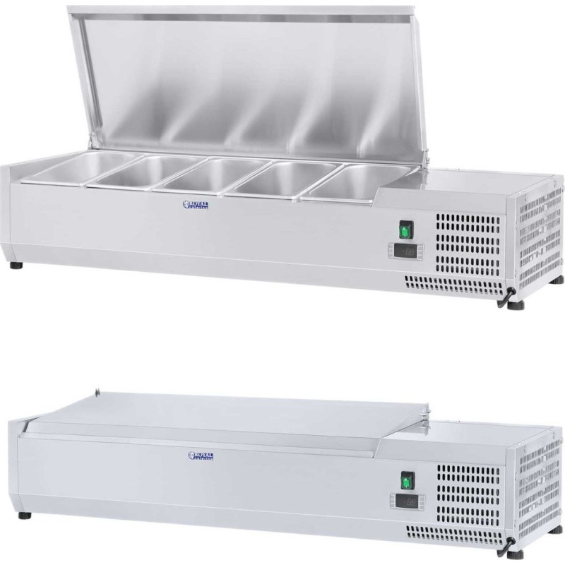 Royal Catering Šaldymo padėklas su plieniniu dangčiu 5x GN1/4 120cm