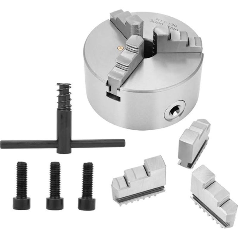 5,1 colio 3 žandikaulių tekinimo staklių griebtuvas, 3800 aps/min savaiminio centravimo tekinimo staklės K11-130 nepriklausomas apverčiamasis žandikaulių griebtuvas, tikslaus metalo griebtuvo tekinimo staklių priedai