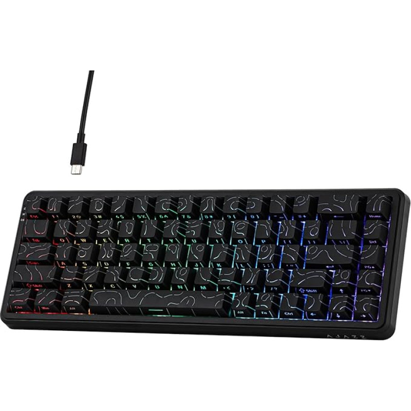 MechLands AK680 MAX Wired Gaming Keyboard with Hall Effect Switch, Rapid Trigger Magnetic Keyboard with 8K Polling Rate, Top Structure, RGB (Black Contour Line)