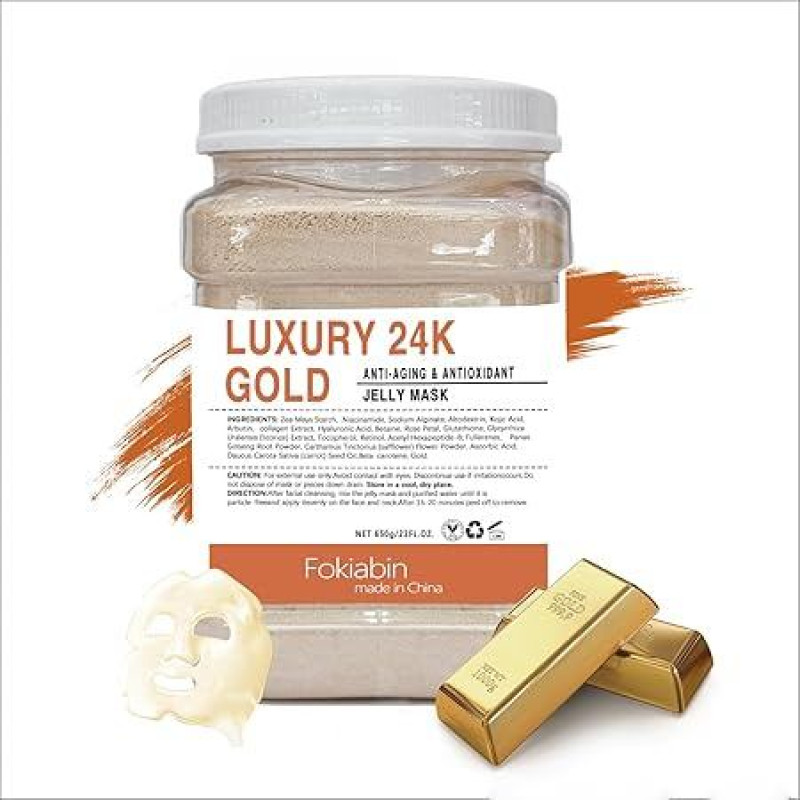FOKIABIN Jelly Mask Powder for Face Cures Moisturising Nourishing Peel Off Mask Face Jelly Face Mask Skin Care (24k Gold)