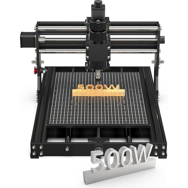 HomdMarket 4030 PRO CNC frezavimo staklės, 500 W 3 ašių lazerinės graviravimo staklės su pilnai metaliniu korpusu, skirtos metalo akrilo MDF nailono graviravimo frezavimo staklėms, Grbl valdymas