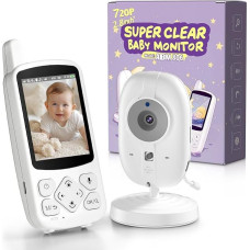 VSIFEHSO Kūdikių monitorius su kamera 2,8 colių kūdikių monitorius 720p kūdikių telefonas Skaitmeninis priartinimas Dviejų krypčių garsas VOX režimas Naktinis matymas Temperatūros stebėjimas Lullaby žadintuvas